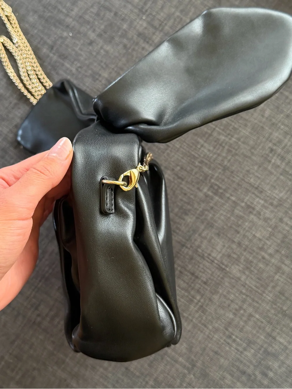 Love Moschino Black Faux Leather Crossbody with Gold Chain